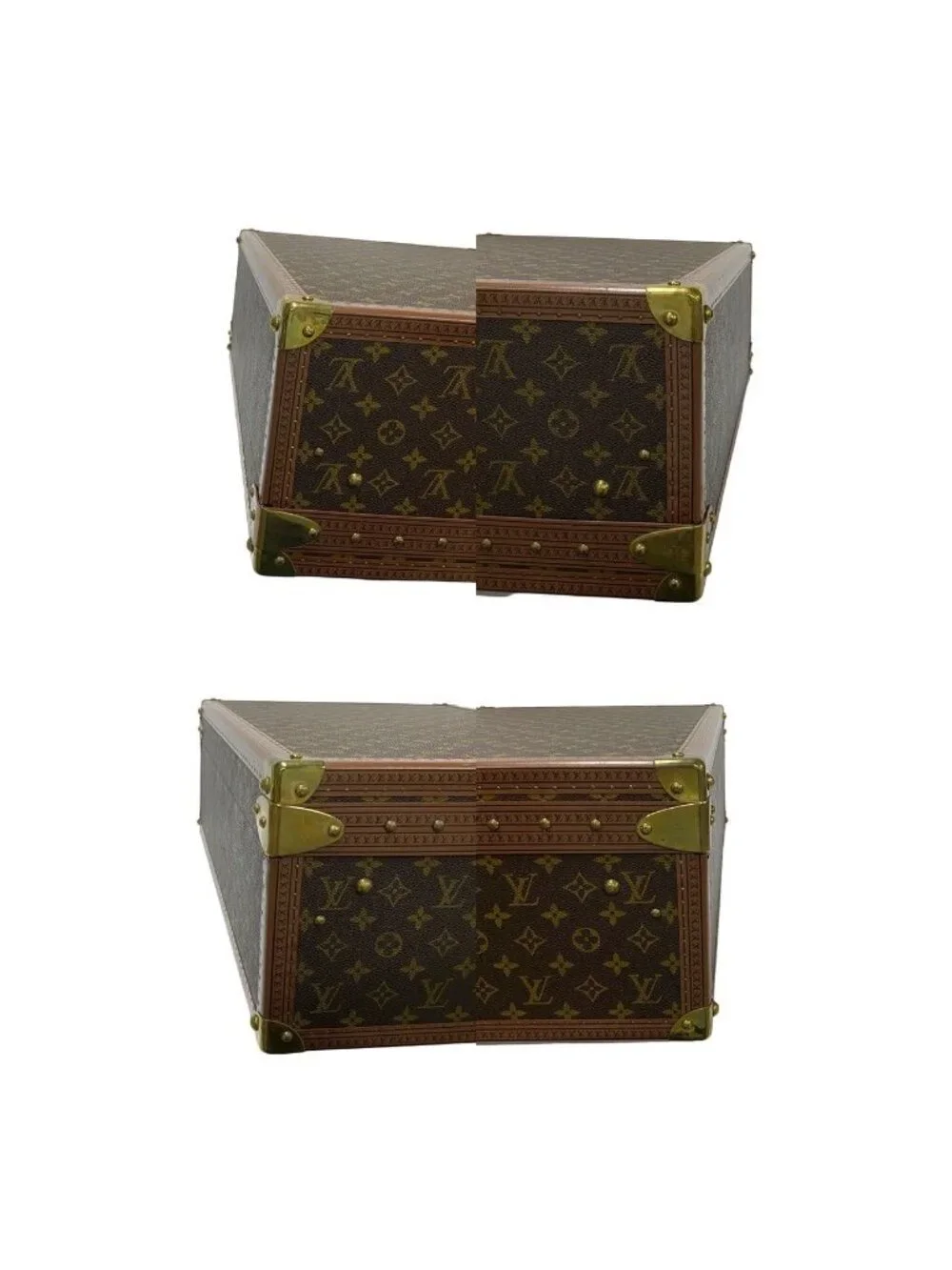 Louis Vuitton Monogram Alzer 60 Leather Trunk Carry Case Suitcase Brown